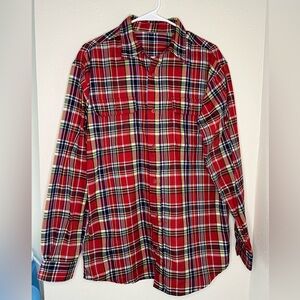 Bold Red and Black Plaid Casual Button Down Shirt